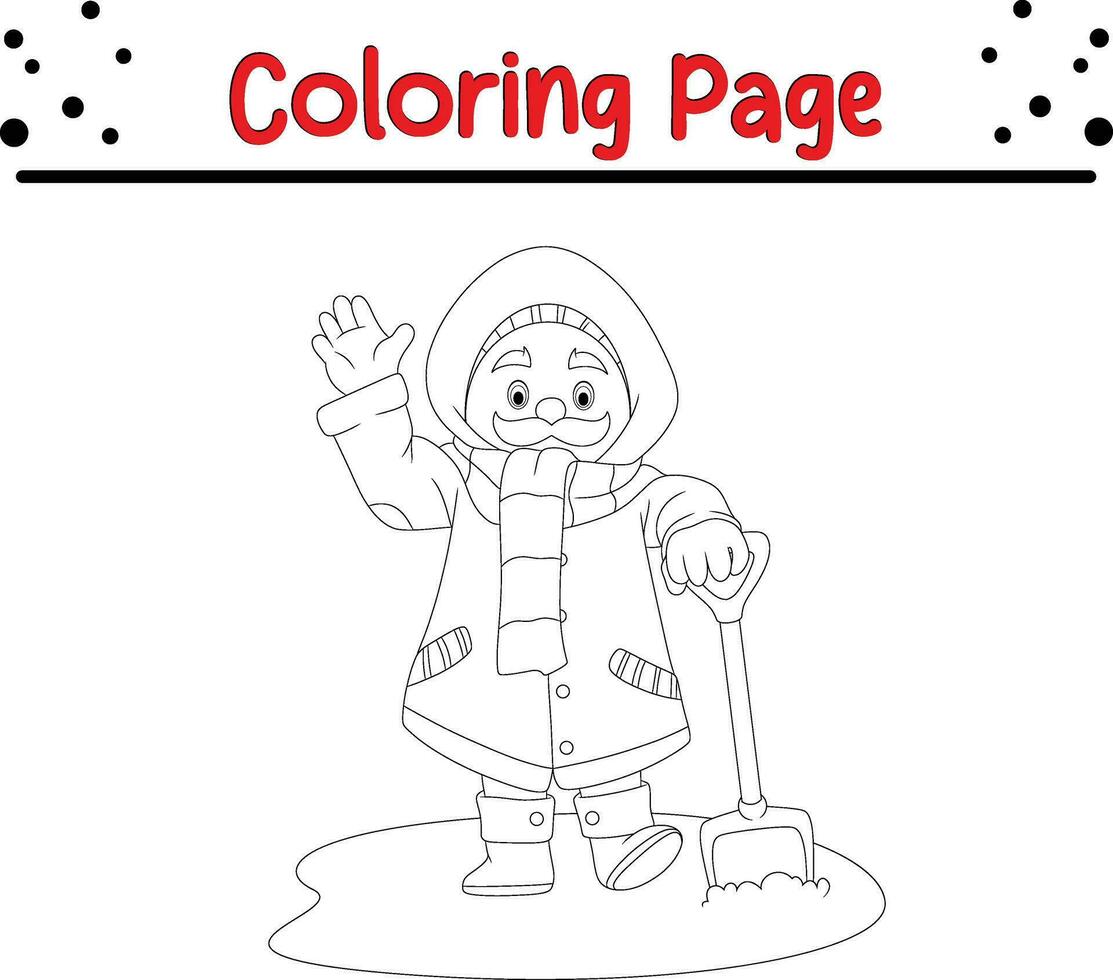 Lycklig jul färg sida. svart och vit vektor illustration för färg bok