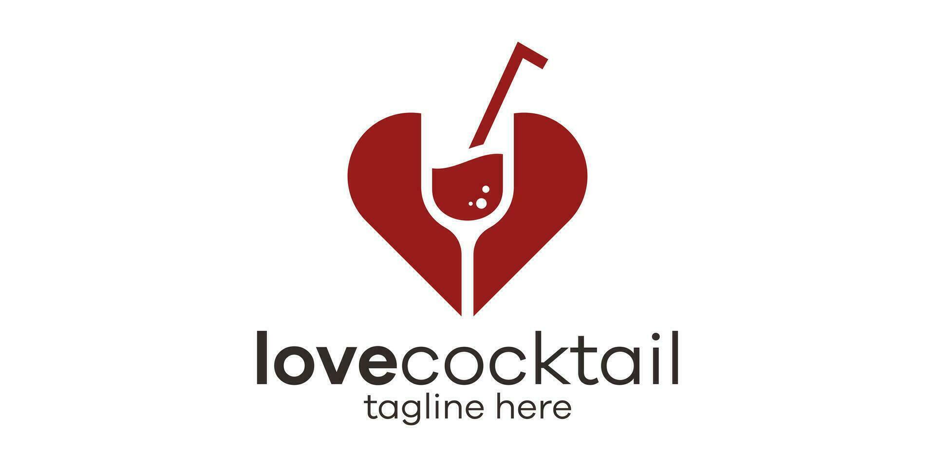 Liebe und Cocktail Logo Design Symbol Vektor Illustration 11