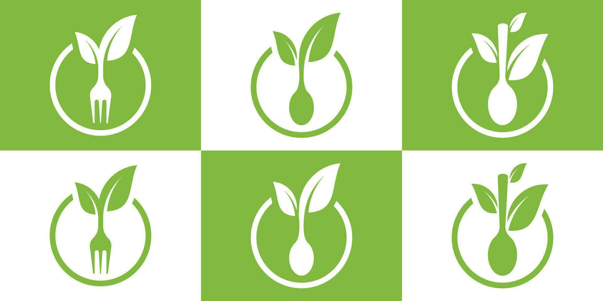 sked och blad logotyp design naturlig mat ikon vektor illustration