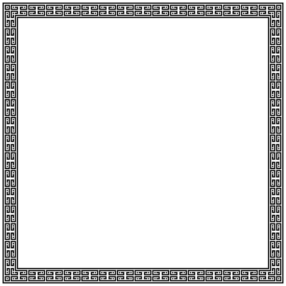 svart fyrkant ram i gammal grekisk stil vektor