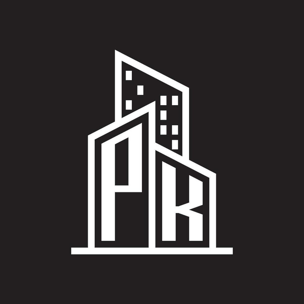 pk verklig egendom logotyp design med byggnad stil , logotyp stock vektor