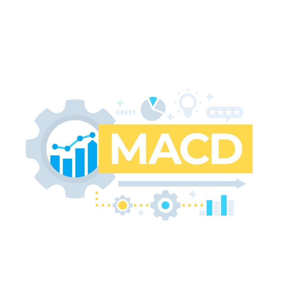 Macd-Indikator, gleitender Durchschnitt Konvergenzdivergenzvektordesign vector