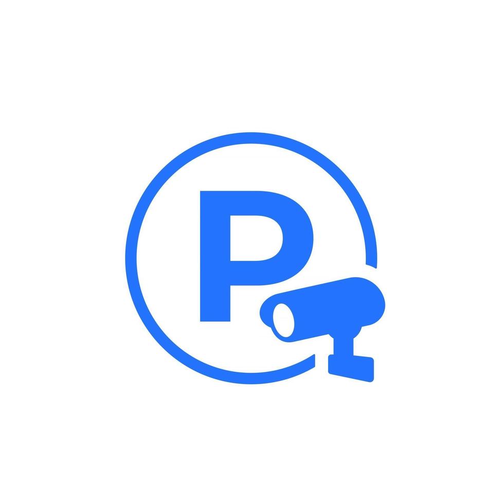 Parkplatz mit Videoüberwachungssymbol, Vektor