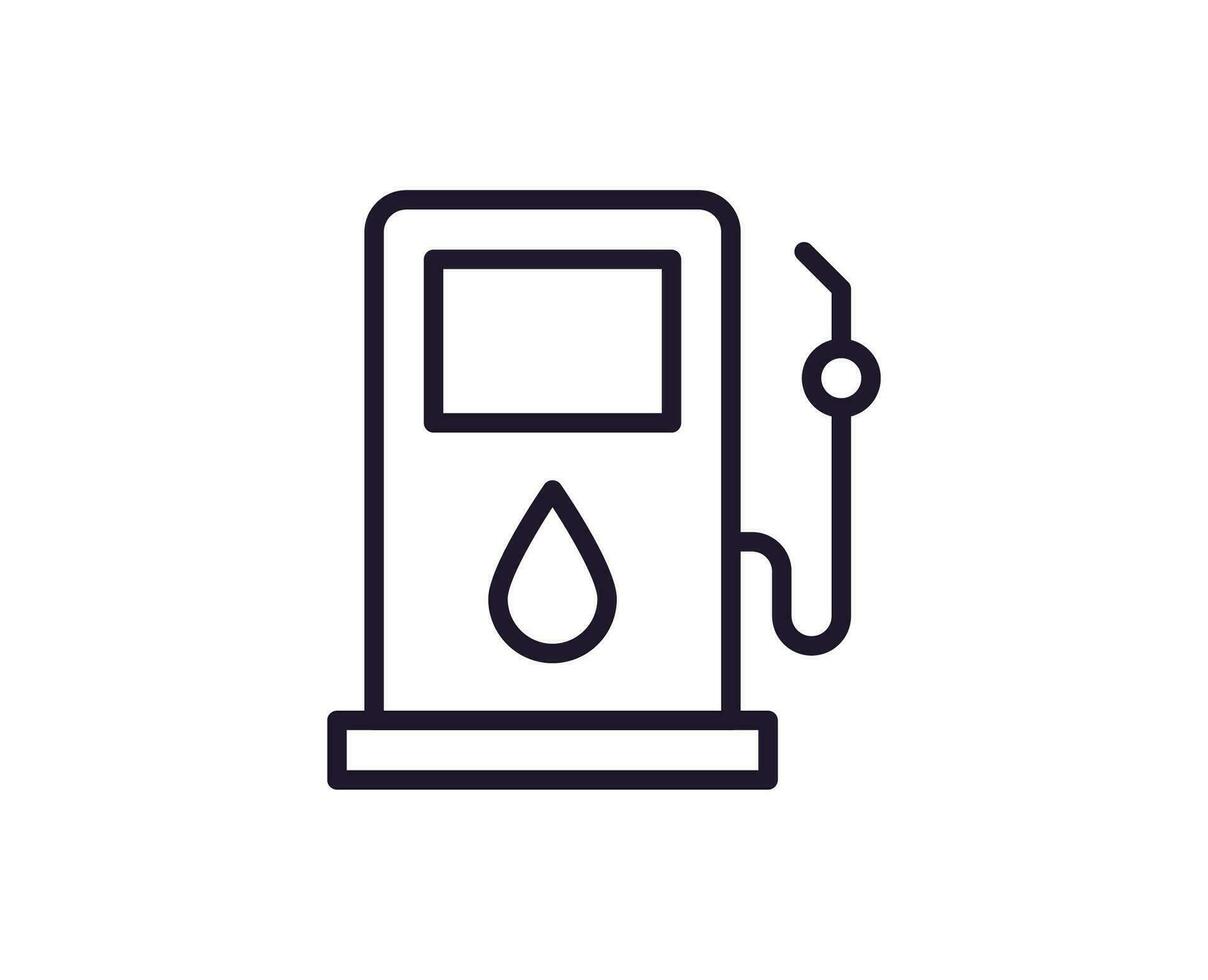 Single Linie Symbol von Gas Bahnhof auf isoliert Weiß Hintergrund. hoch Qualität editierbar Schlaganfall zum Handy, Mobiltelefon Apps, Netz Design, Webseiten, online Geschäfte usw. vektor