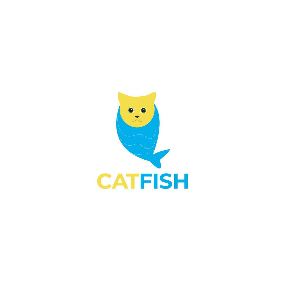katt och fisk kombinerad modern logotyp design vektor mall