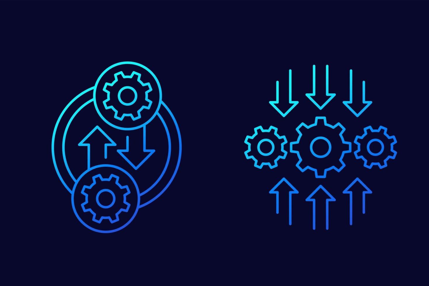 integrations- eller optimeringslinjeikoner, vektor