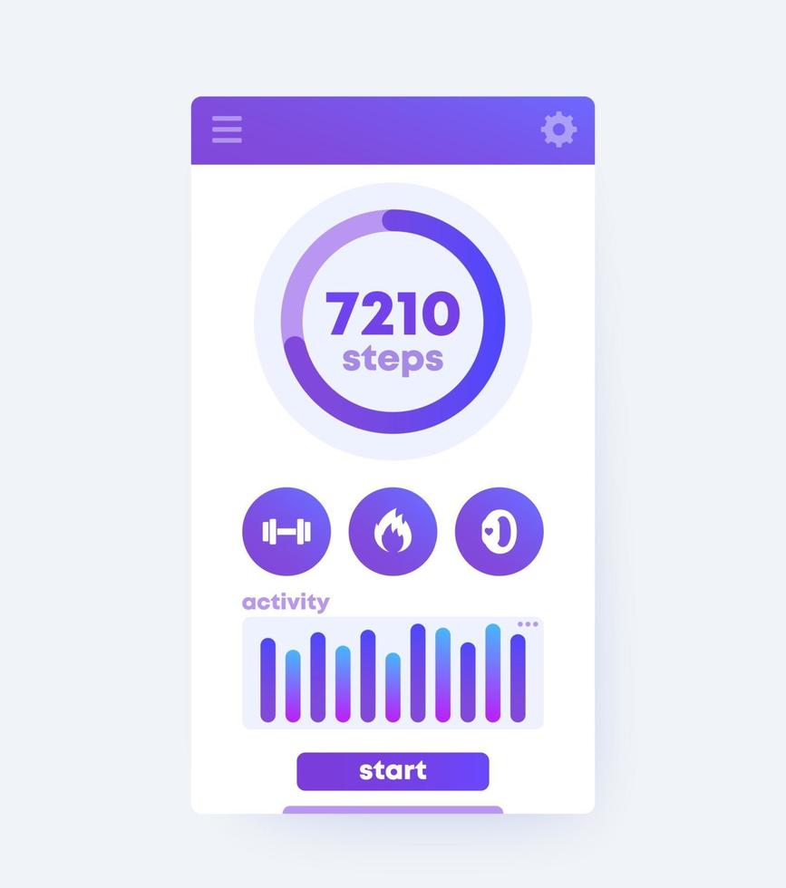 fitnessapp mobil ui design, vektor