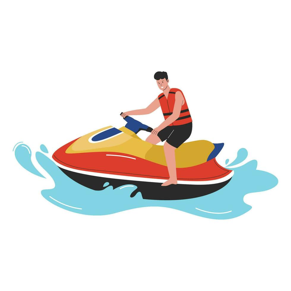 Jet Ski Illustration Konzept. eben Design Illustration vektor