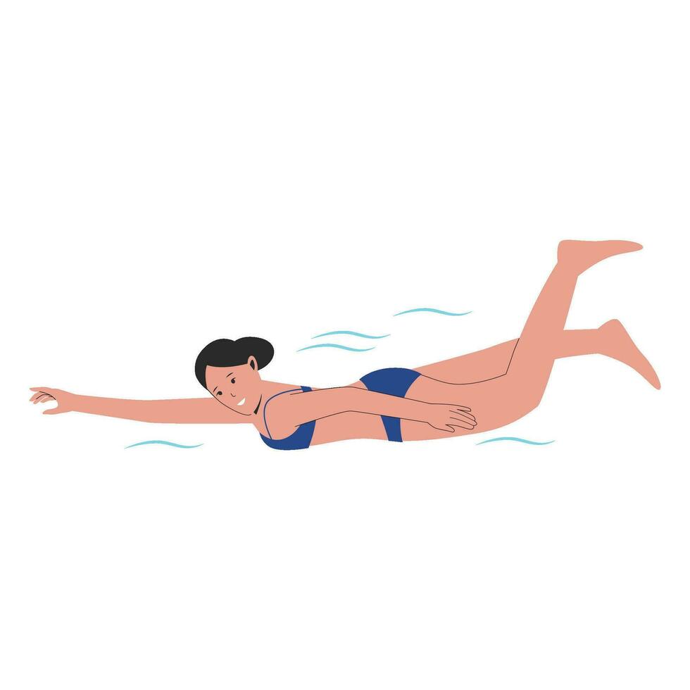 kvinna simning illustration begrepp. platt design illustration vektor