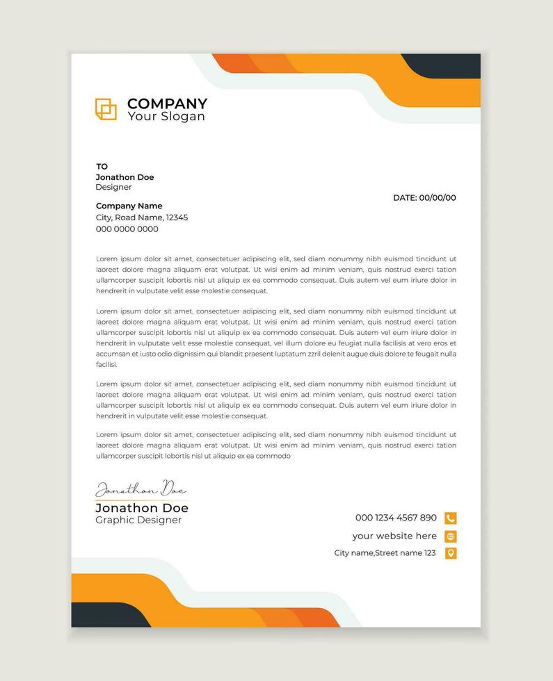 modern företags- brev mall design. kreativ och professionell företag brev design mall. brev mall i platt stil vektor