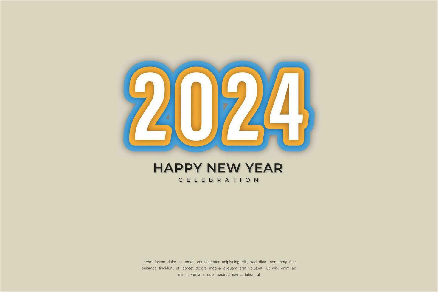 Lycklig ny år 2024 firande med färgrik text effekt siffra för affisch och kalender. vektor