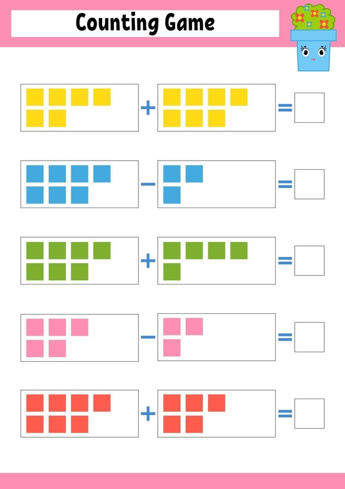 kalkylbladsspel för förskolebarn. vektor