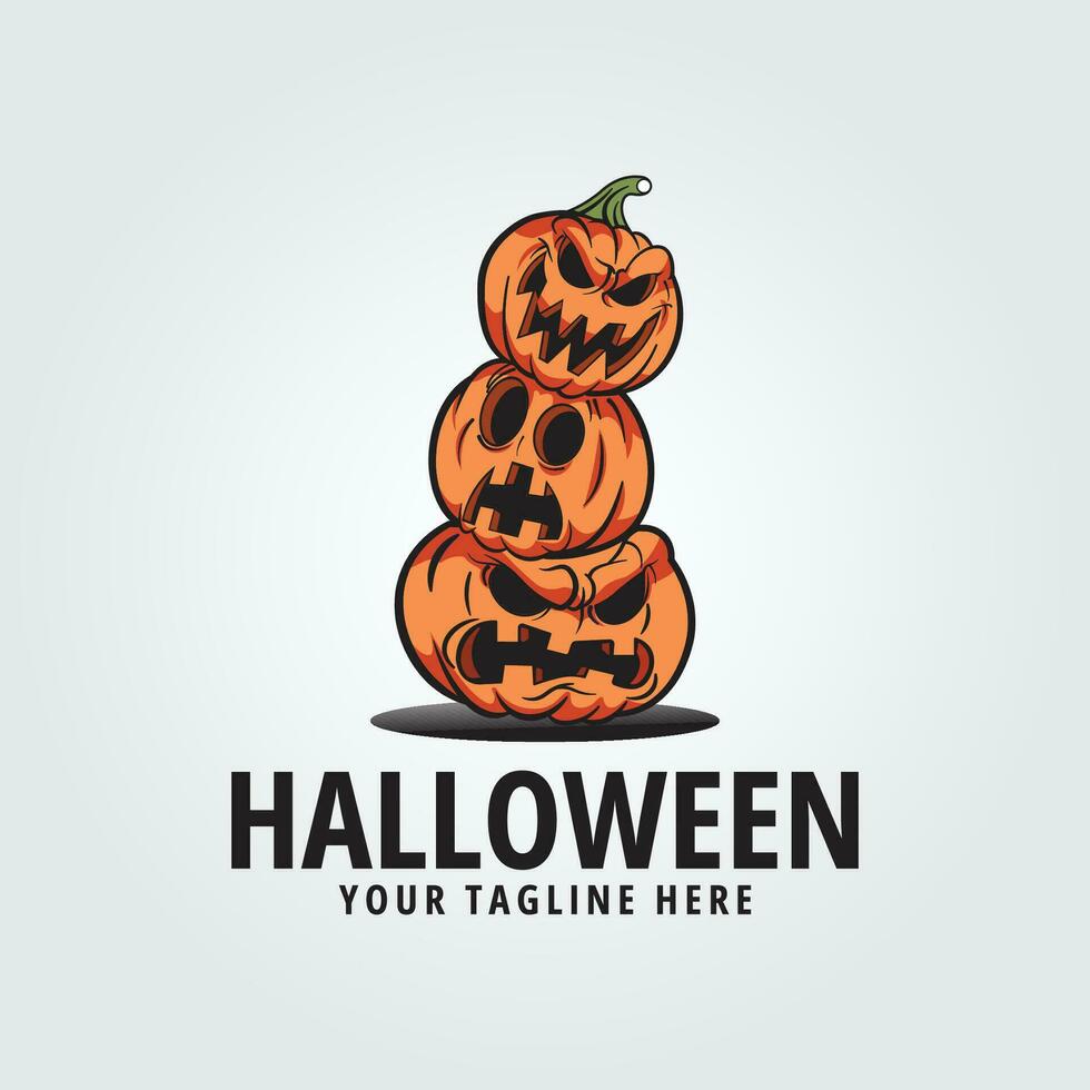 halloween logotyp ikon design inspiration med pumpa vektor illustration