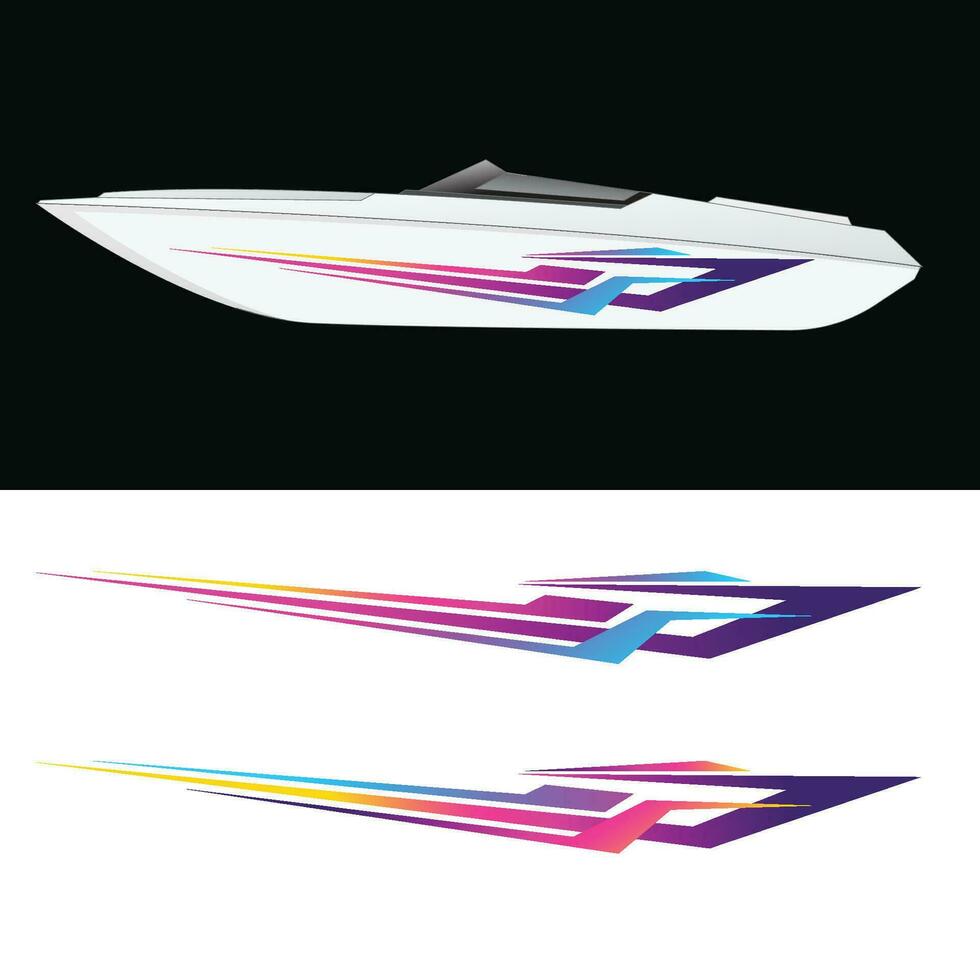 motor båt omslag klistermärke design vektor. motorbåt kropp klistermärken vektor