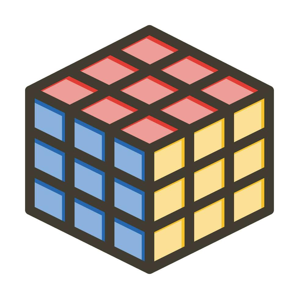 rubik Vektor dick Linie gefüllt Farben Symbol zum persönlich und kommerziell verwenden.