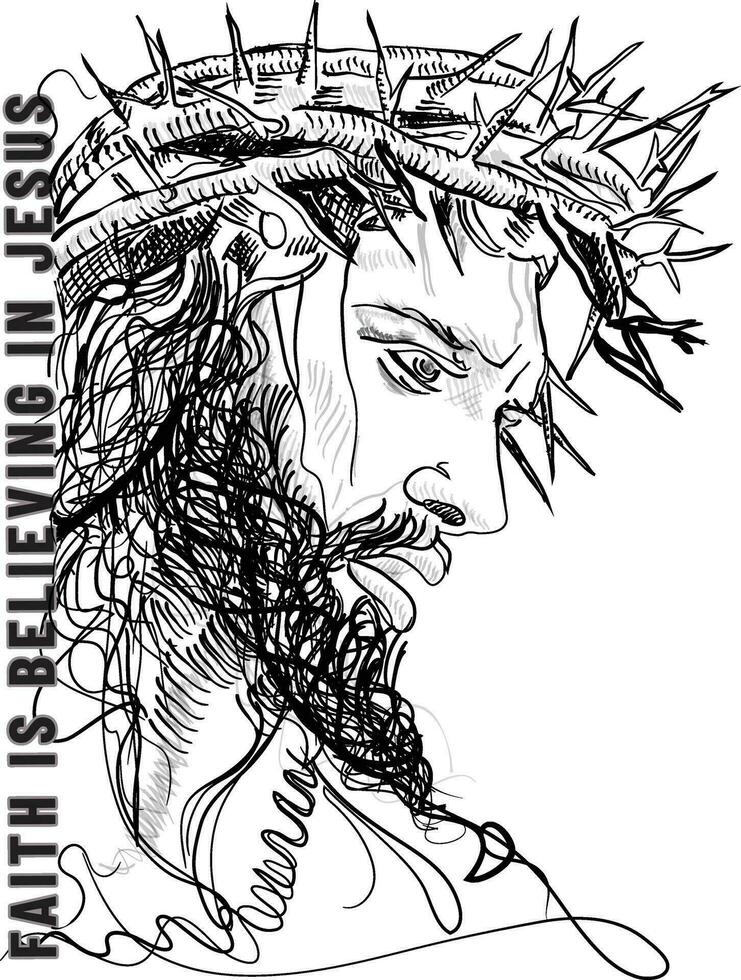 Jesus christ skiss vektor illustration