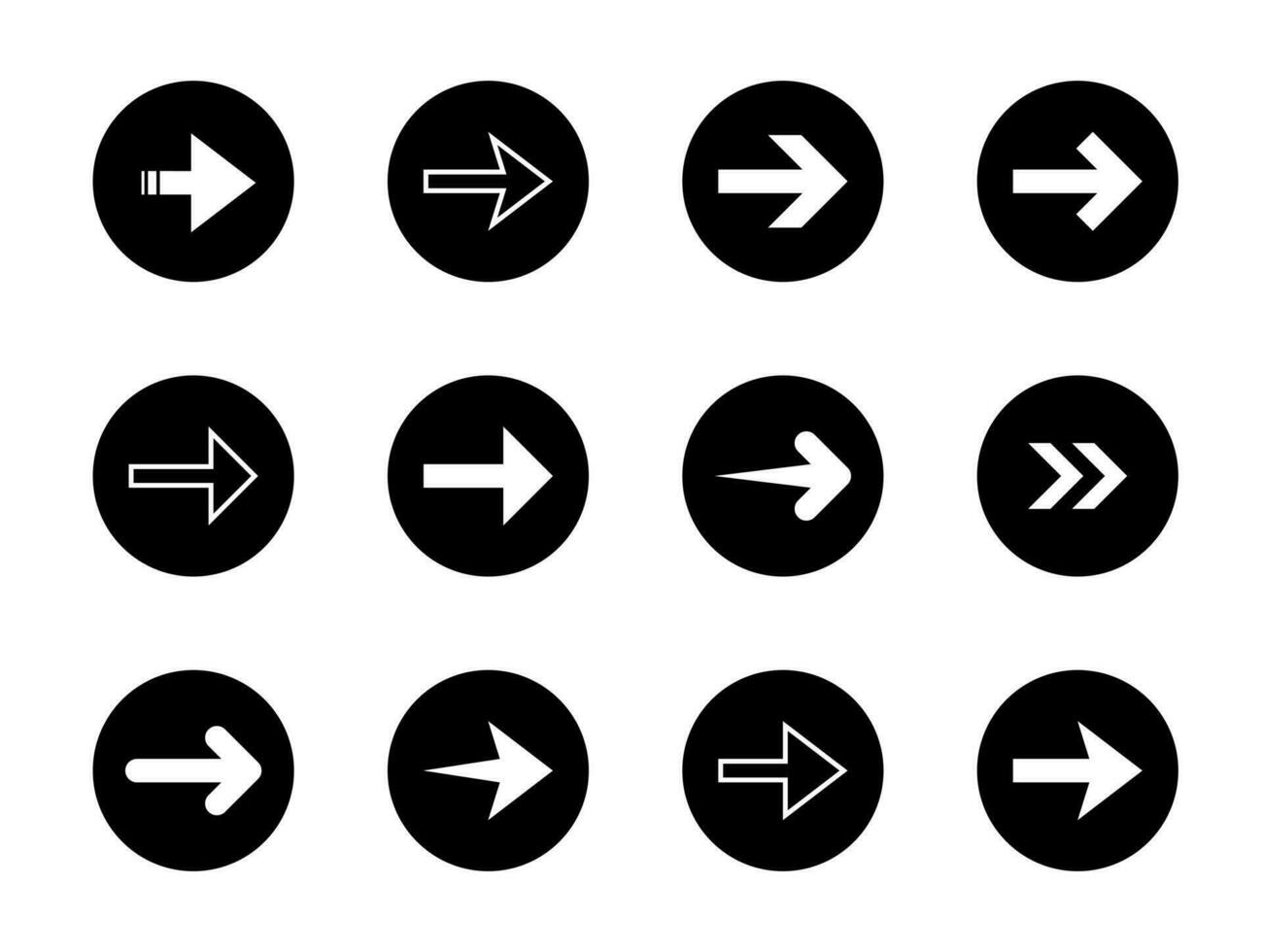 pil ikon vektor i svart cirkel. markören pilar tecken symbol isolerat på vit bakgrund