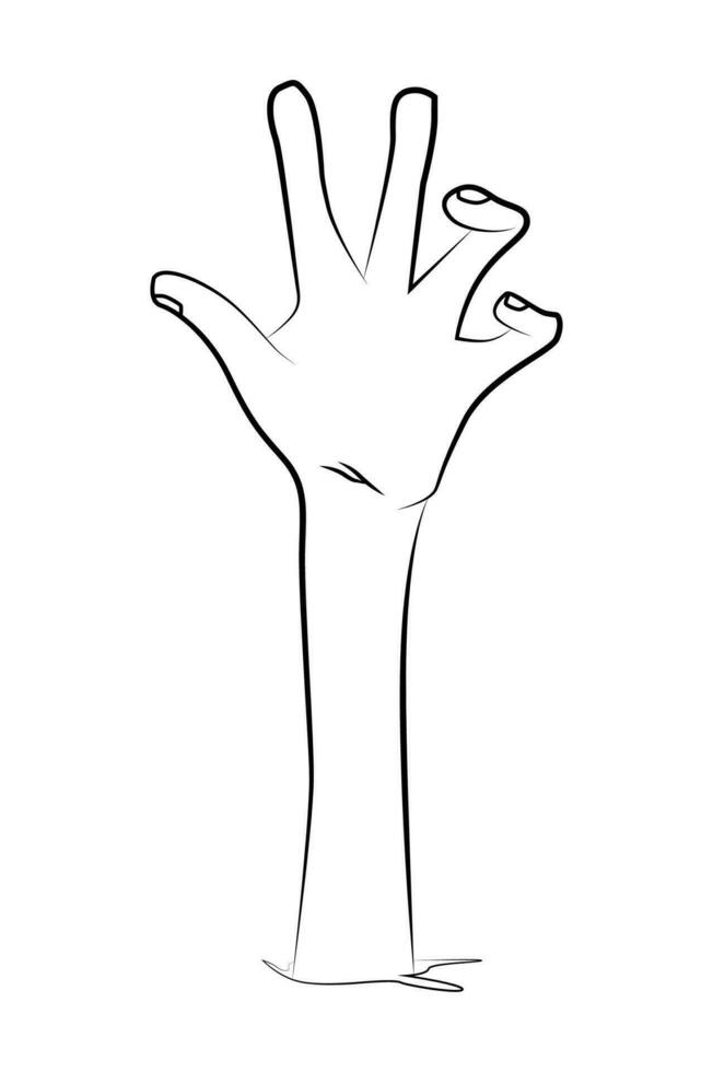 Halloween Zombie Hand Linie Stil Symbol Design. Vektor Illustration