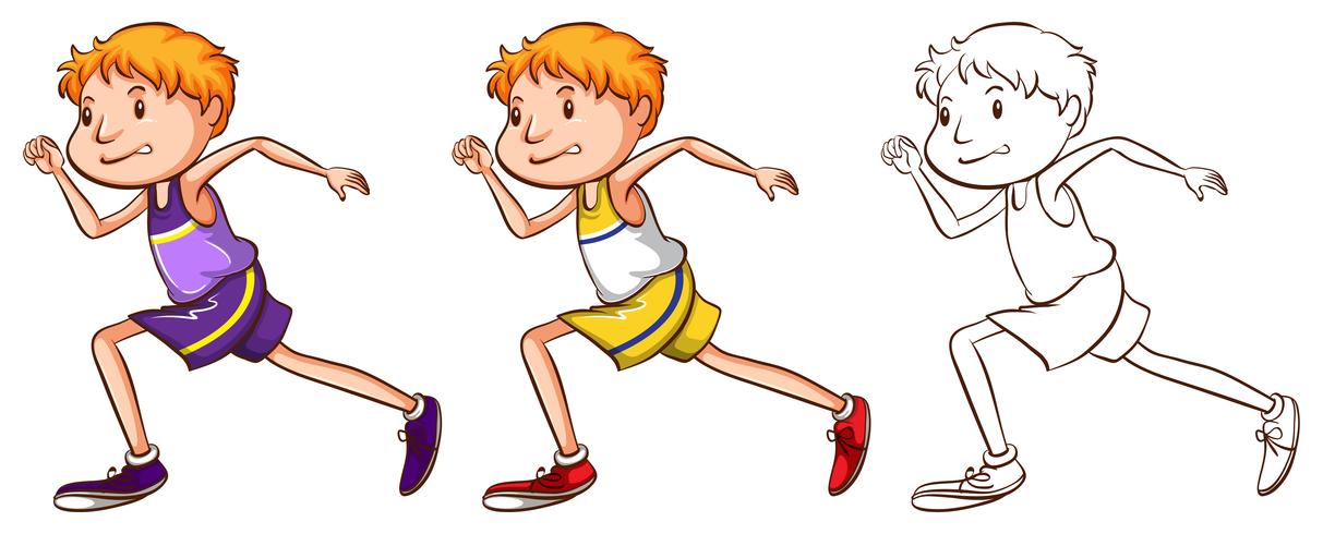 Doodle karaktär för löpare vektor