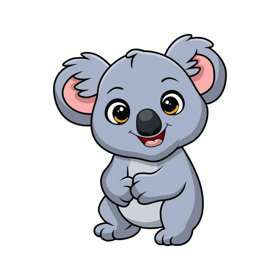 söt liten koala tecknad serie på vit bakgrund vektor