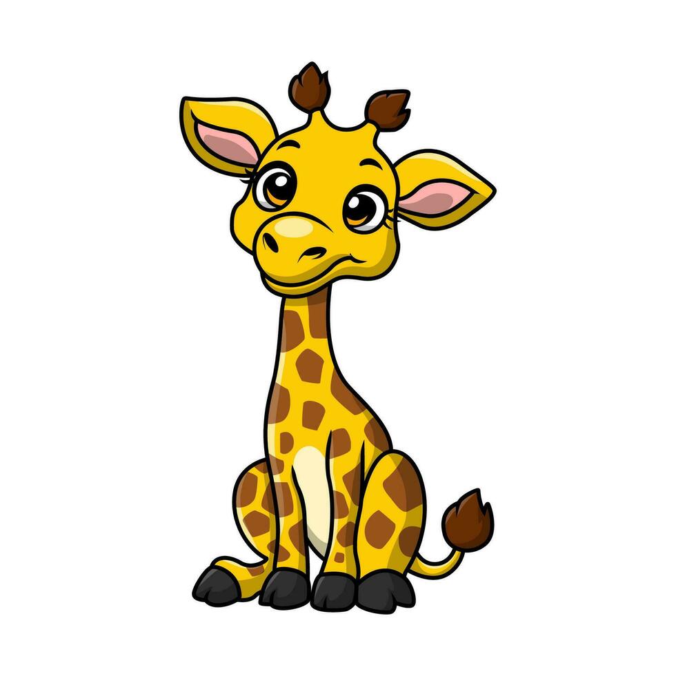 süß wenig Giraffe Karikatur auf Weiß Hintergrund vektor