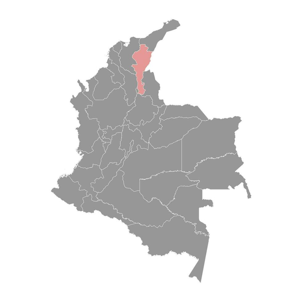 cesar Abteilung Karte, administrative Aufteilung von Kolumbien. vektor