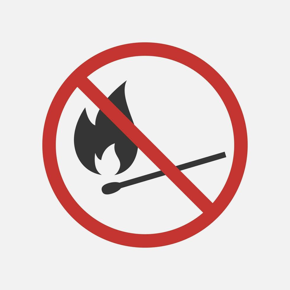 Nej öppen brand förbud tecken. Nej rökning. vektor