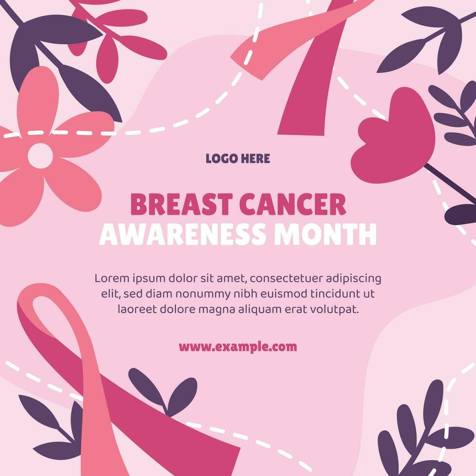 färgrik bröst cancer medvetenhet baner flygblad social media posta mall vektor