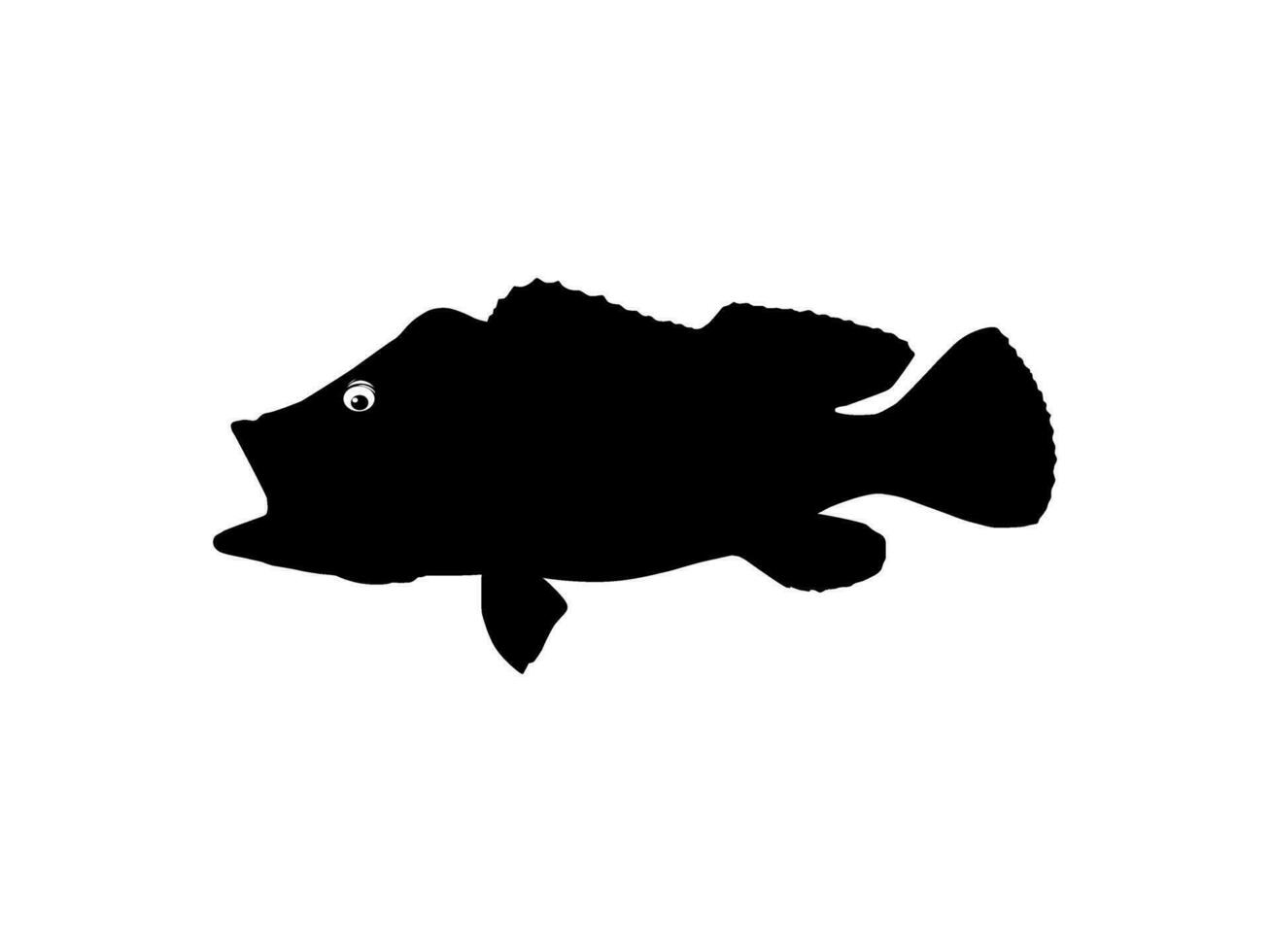 Bass Fisch Silhouette, können verwenden zum Kunst Illustration, Logo Gramm, Piktogramm, Maskottchen, Webseite, oder Grafik Design Element. Vektor Illustration