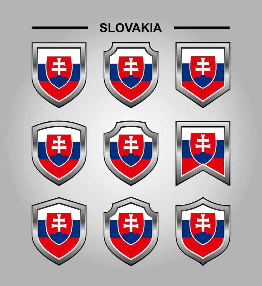 Slowakei National Embleme Flagge mit Luxus Schild vektor