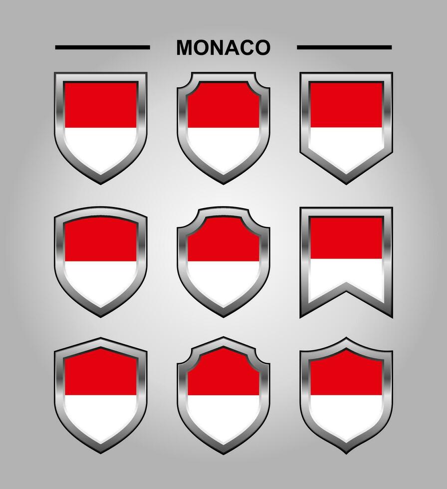 Monaco nationell emblem flagga med lyx skydda vektor