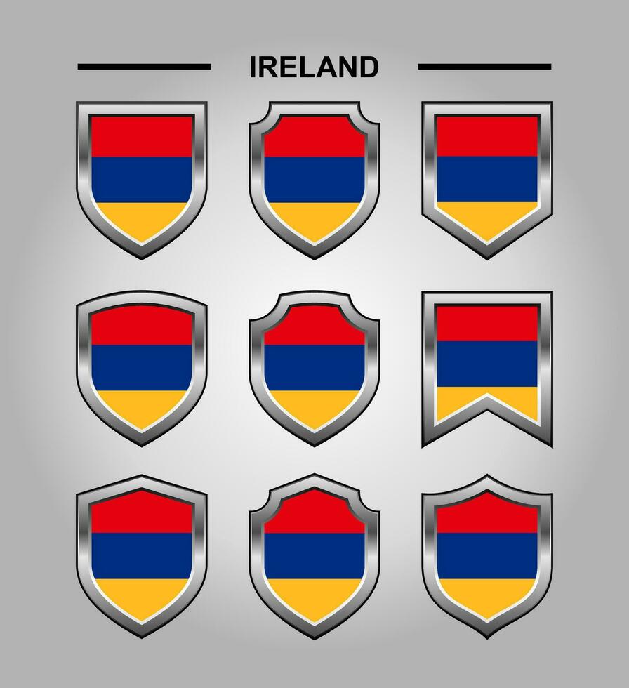 irland nationell emblem flagga med lyx skydda vektor