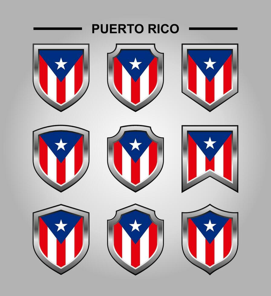 puerto rico nationell emblem flagga med lyx skydda vektor