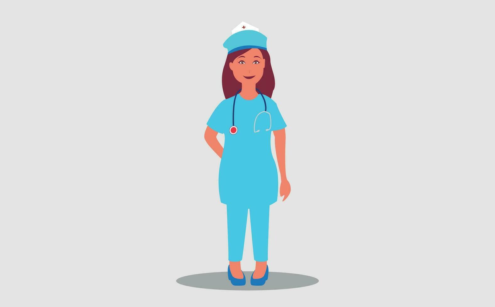 weiblich Frau Krankenschwester Charakter präsentieren etwas isoliert Vektor Illustration