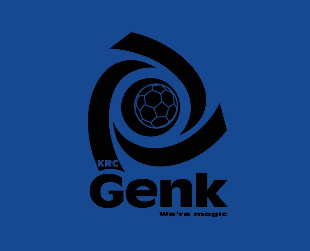 krc genk klubb logotyp symbol svart belgien liga fotboll abstrakt design vektor illustration med blå bakgrund