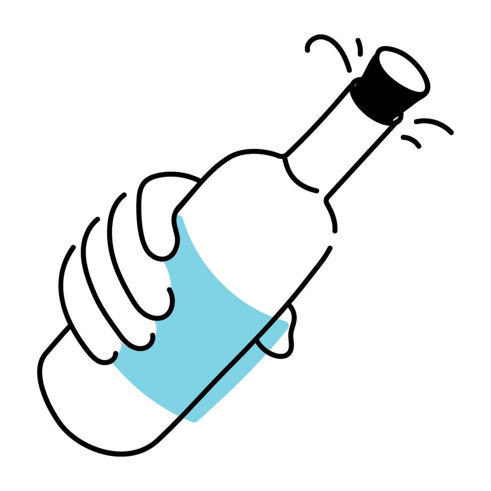 Champagner Flasche Hand gezeichnet Symbol vektor