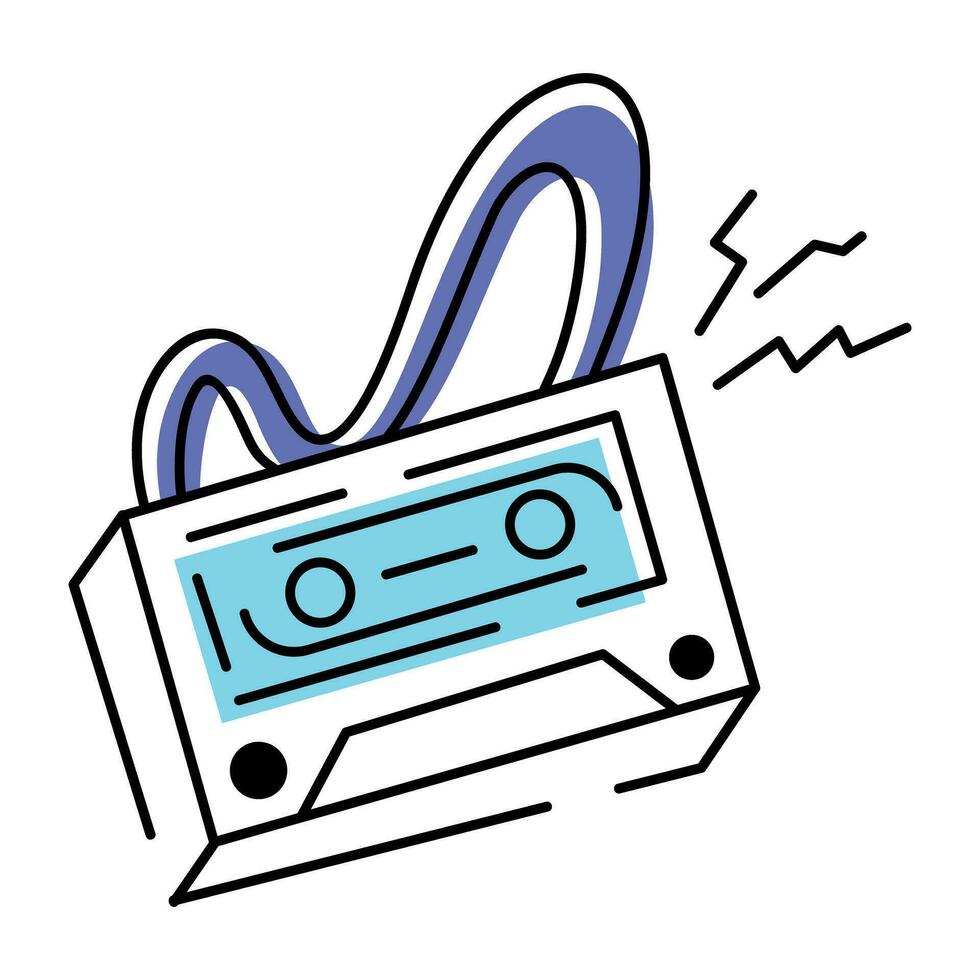audio kassett hand dragen ikon vektor
