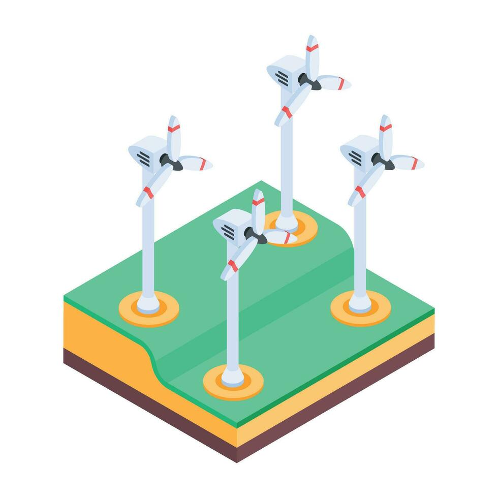 modern vind turbiner isometrisk ikon vektor