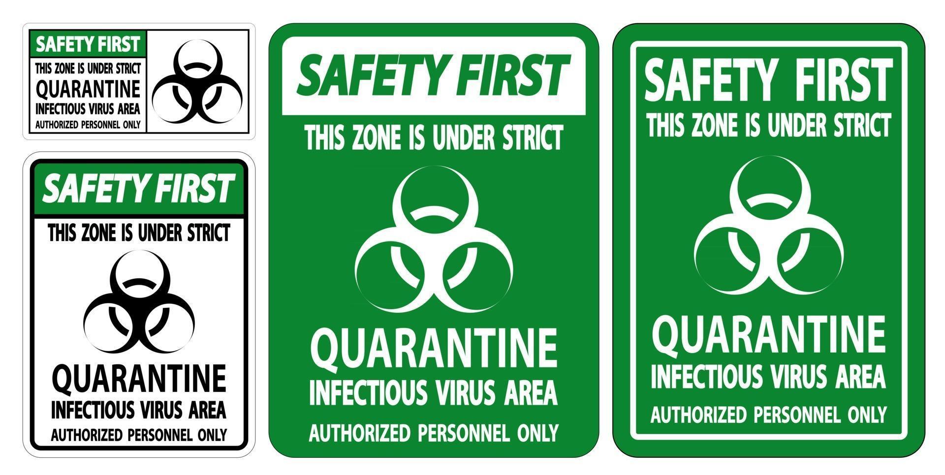säkerhet första karantän infektiösa virus området tecken vektor