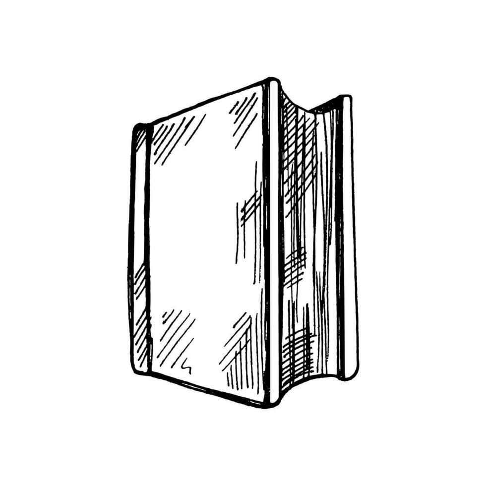 vektor ritad för hand skola och kontor verktyg illustration. en detaljerad skiss av de bok i retro stil. årgång skiss element. tillbaka till skola.