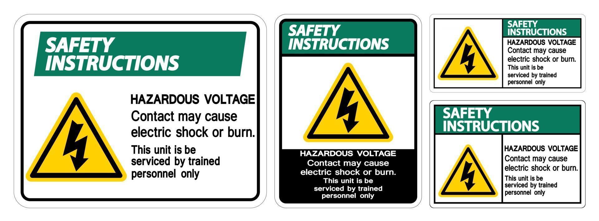 kontakt med farlig spänning kan orsaka elektrisk stöt eller brännskada vektor