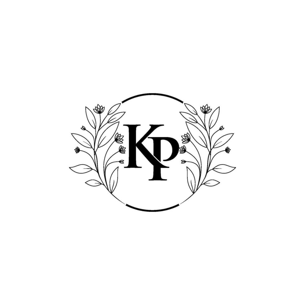 Blumen- Brief k,p Logo Symbol, Luxus Alphabet Schriftart Initiale Design isoliert vektor