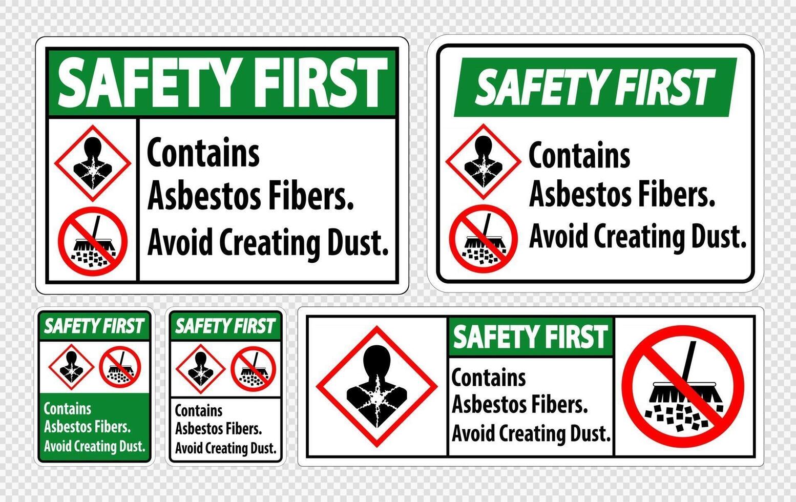 Sicherheitsetikett enthält Asbestfasern, Staubbildung vermeiden vektor