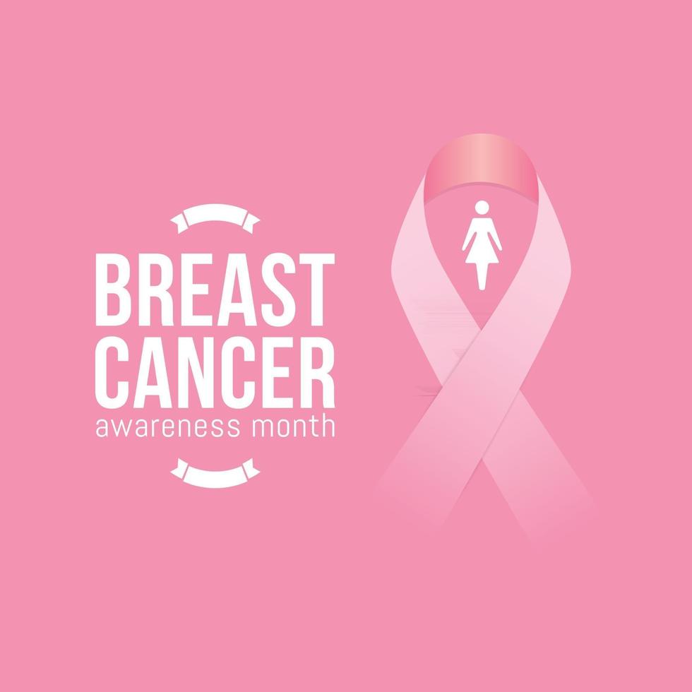 bröstcancermedvetenhetsmånad i oktober med realistiskt rosa band vektor