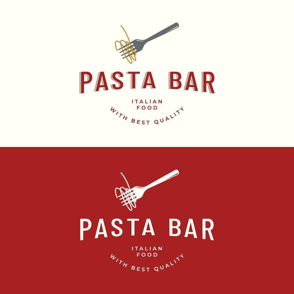 italiensk spaghetti logotyp mall design med gaffel och pasta. logotyp för restaurang, företag och kulinariska. vektor