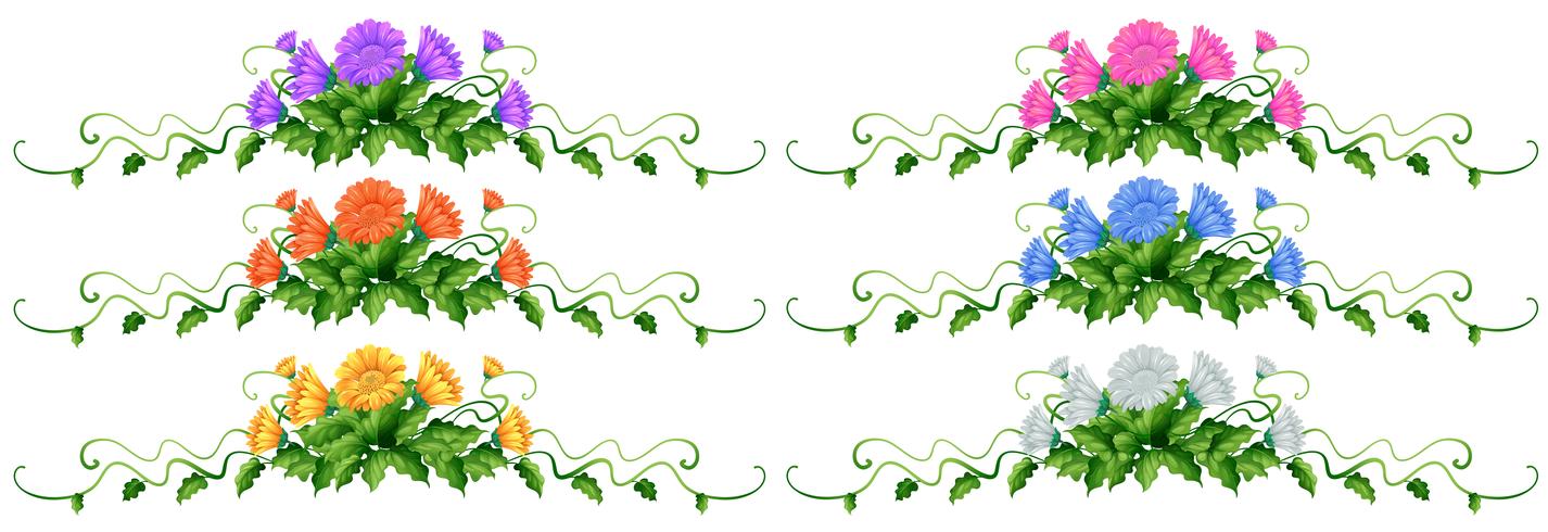 Dekorationsdesign med löv och blommor vektor