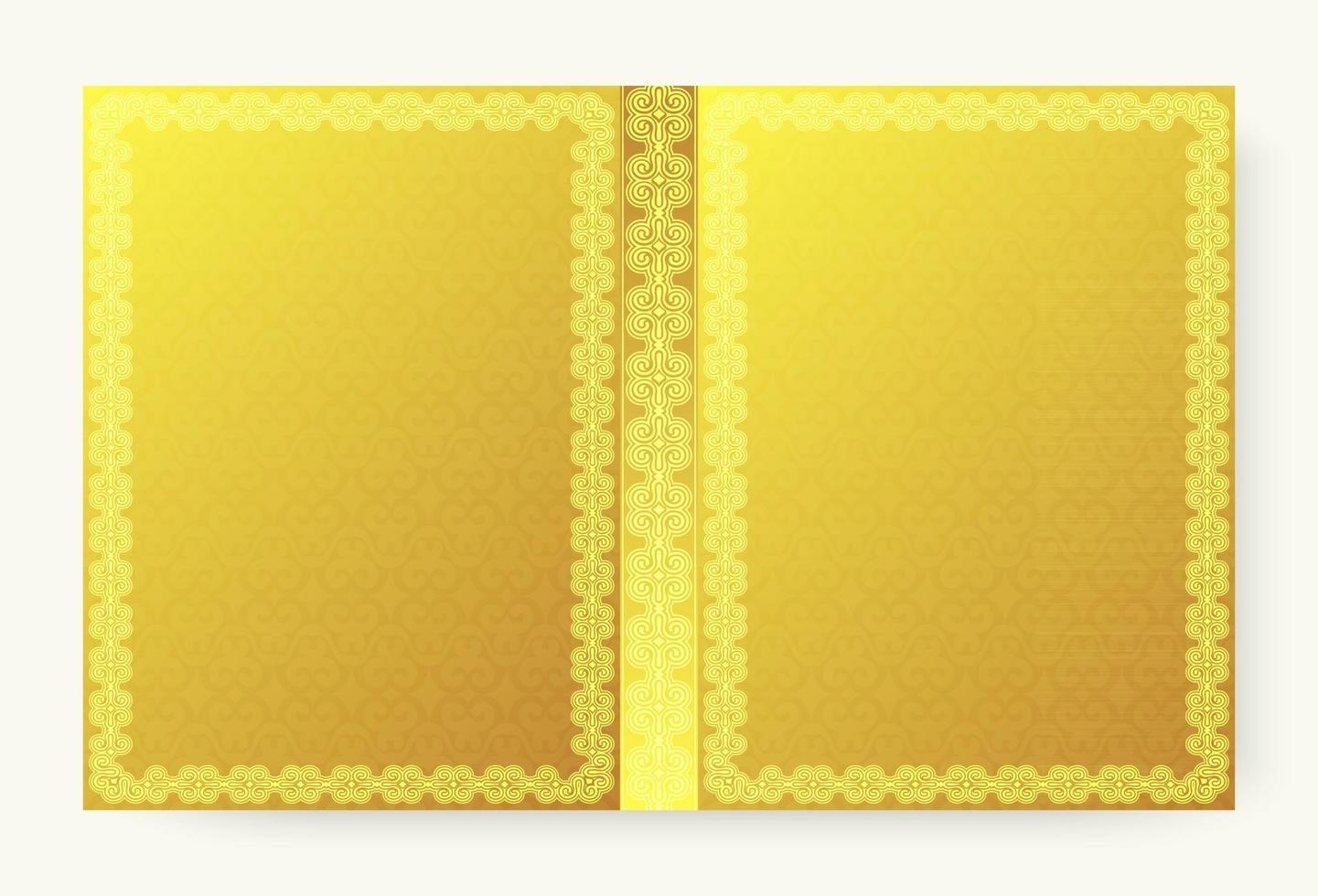 goldener Vintage-Einband mit Rahmenverzierung vektor