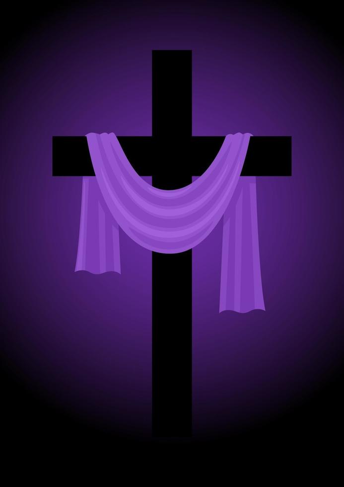 Abbildung eines Kreuzes mit lila Schärpe vektor