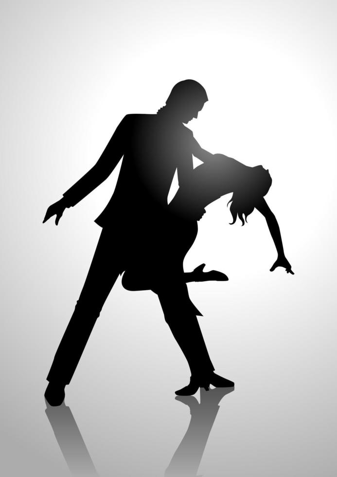 silhuettillustration av ett par som dansar vektor