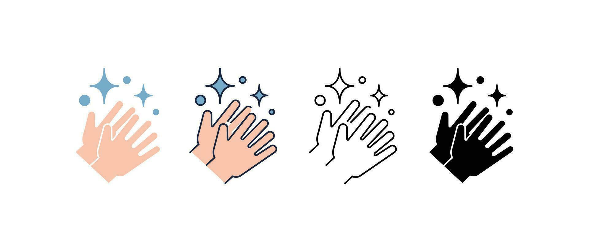 sauber Hände nach Waschen Hände. Bitte behalten Ihre Hände sauber und kostenlos von Bakterien oder Virus. sauber glänzend Hände, Pflege und Hygiene zum Hand Symbol.Vektor Illustration. Design auf Weiß Hintergrund. Folge10. vektor